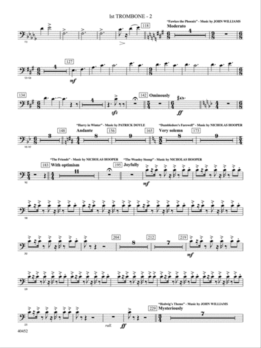 The Complete Harry Potter: 1st Trombone Full Orchestra scores gallery preview page 2