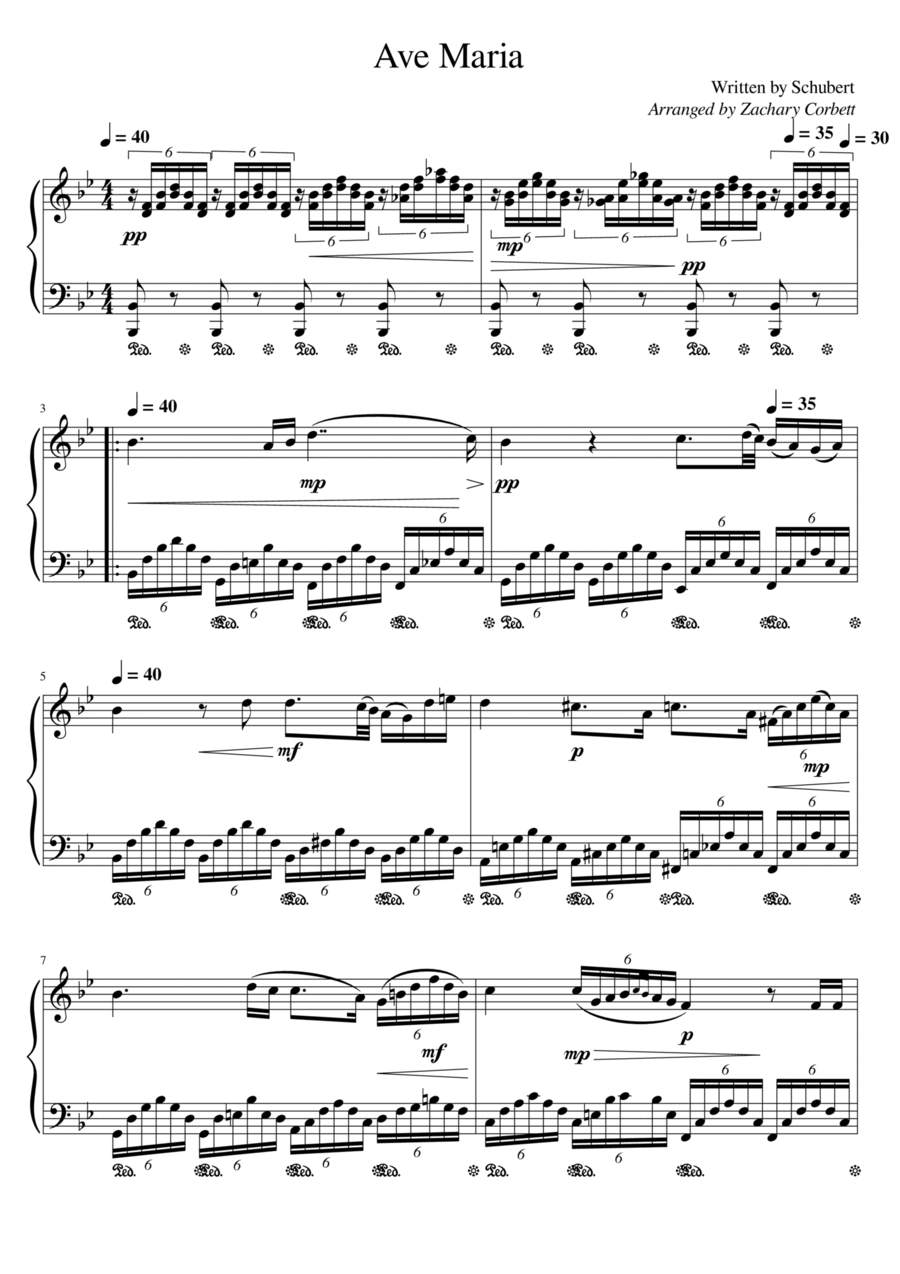 Ave Maria (D839) Piano Solo scores gallery preview page 1
