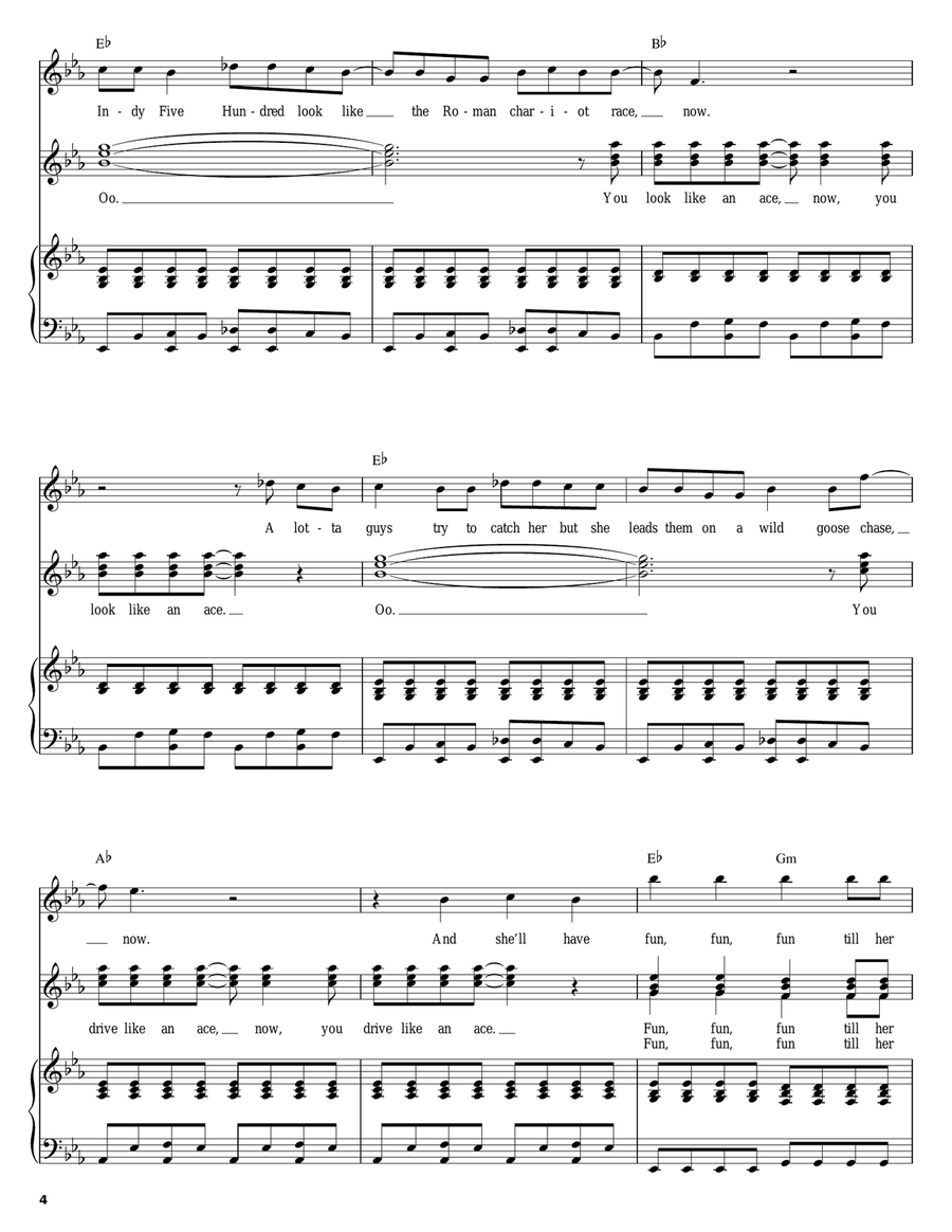 Fun, Fun, Fun Piano, Vocal scores gallery preview page 4
