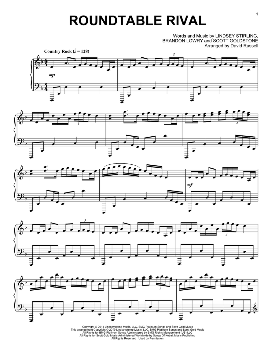Roundtable Rival Piano Solo scores gallery preview page 1