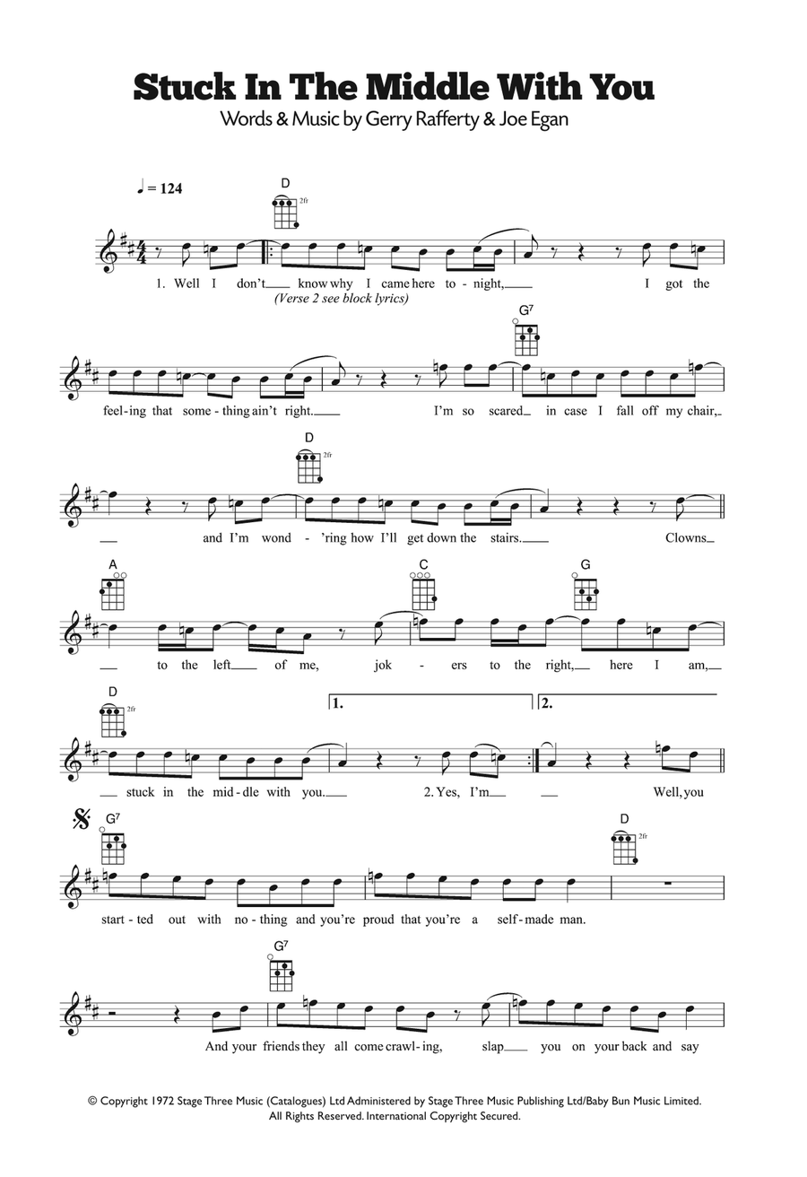 Stuck In The Middle With You Ukulele scores gallery preview page 1