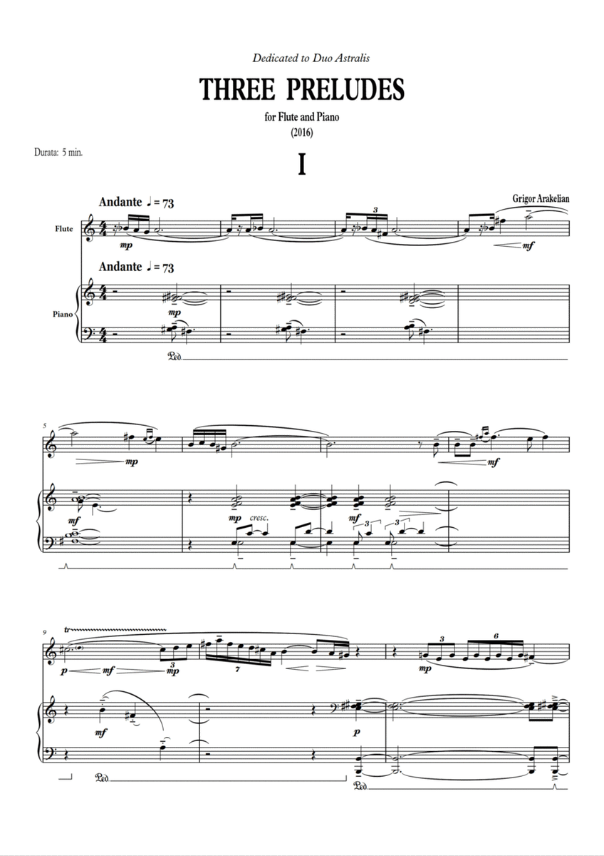 Three Preludes for Flute and Piano