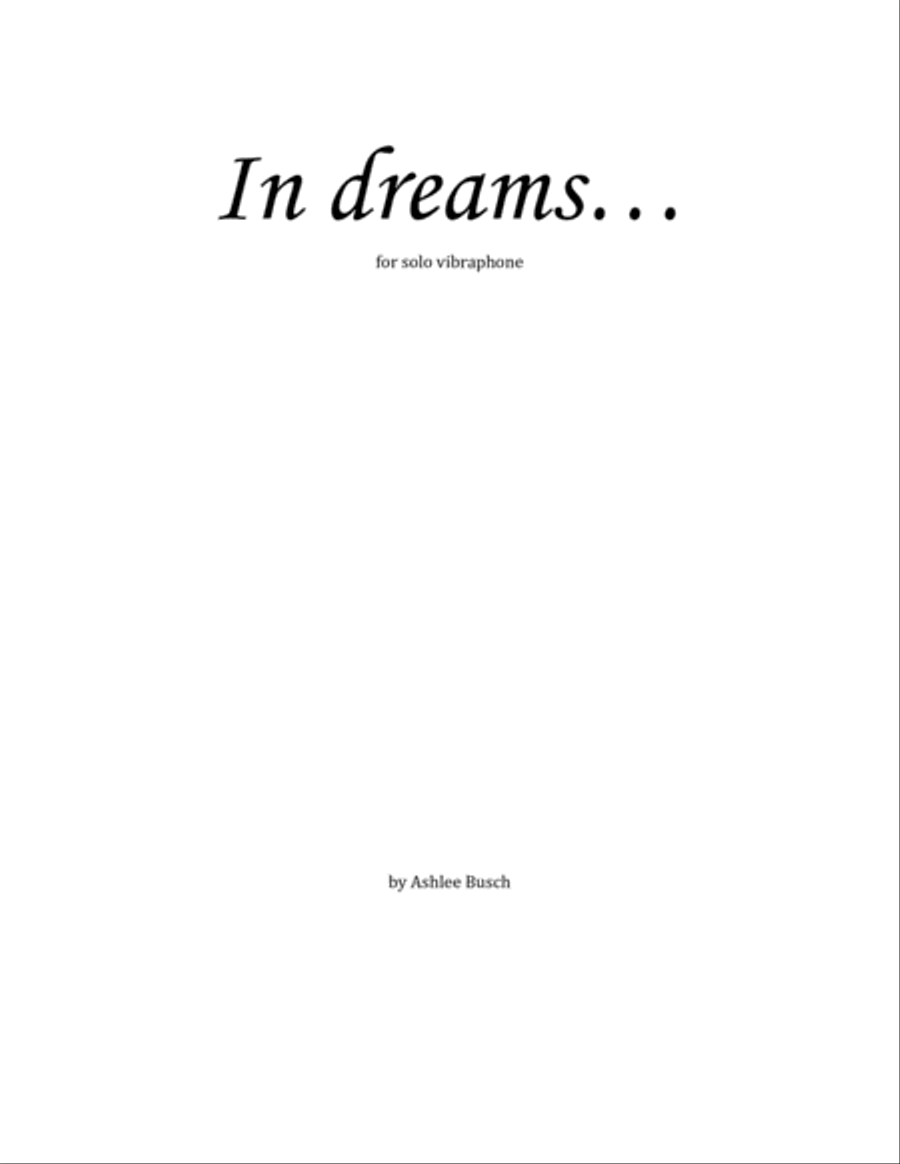 In dreams... In dreams... Vibraphone scores gallery preview page 1