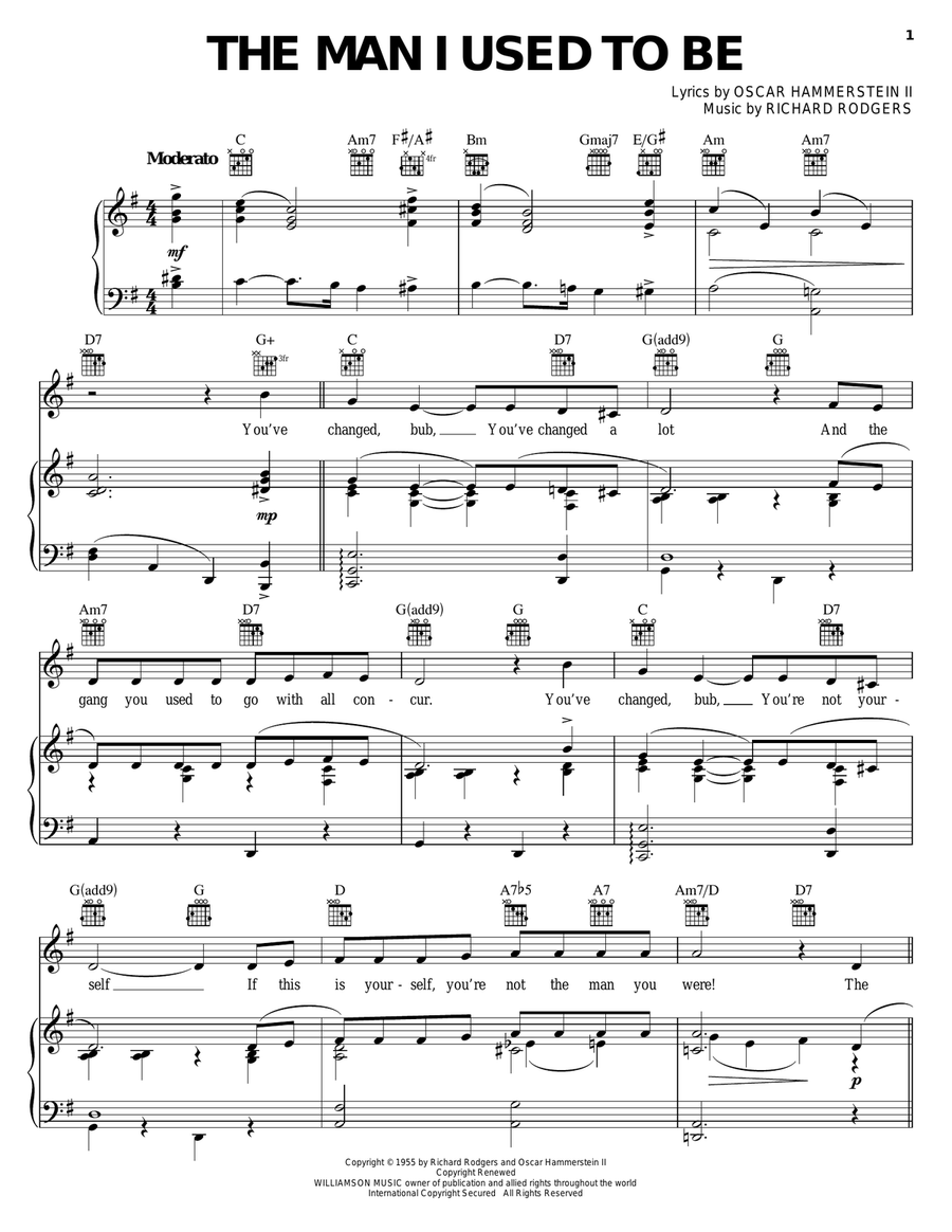 The Man I Used To Be Piano, Vocal, Guitar scores gallery preview page 1