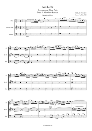 J S Bach Aus Liebe from St Matthew Passion, BWV 244. Woodwind Trio
