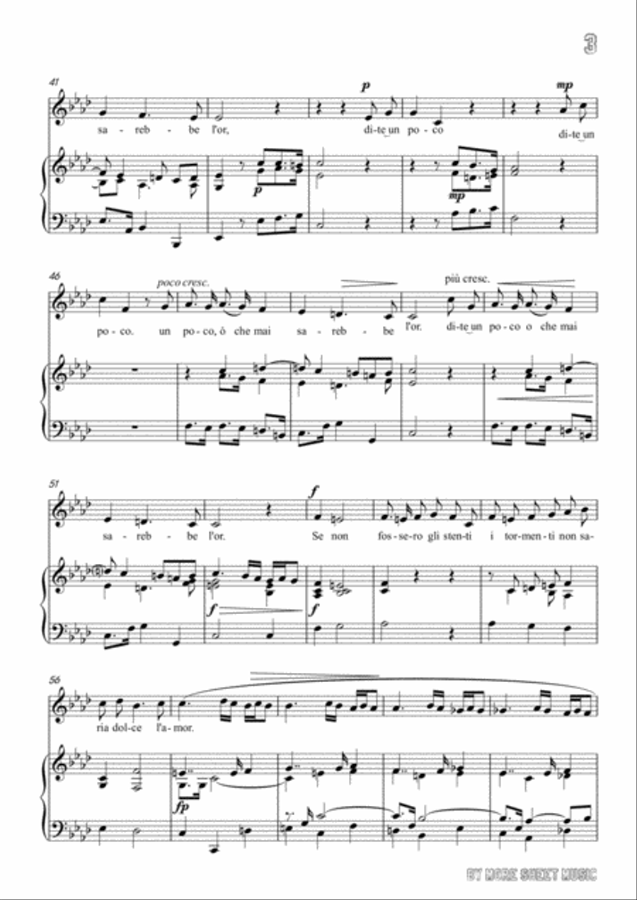 Perti-Se non fossero gli stenti in f minor,for Voice and Piano Voice Solo scores gallery preview page 5