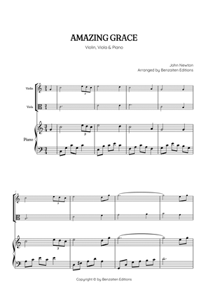 Amazing Grace • easy violin and viola sheet music with piano accompaniment