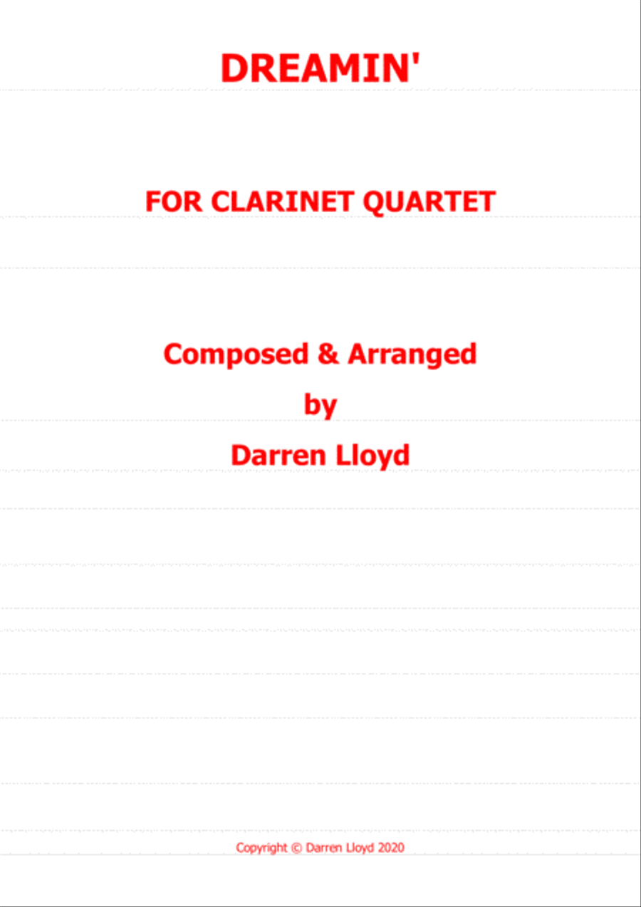 Book cover for Dreamin - Clarinet quartet