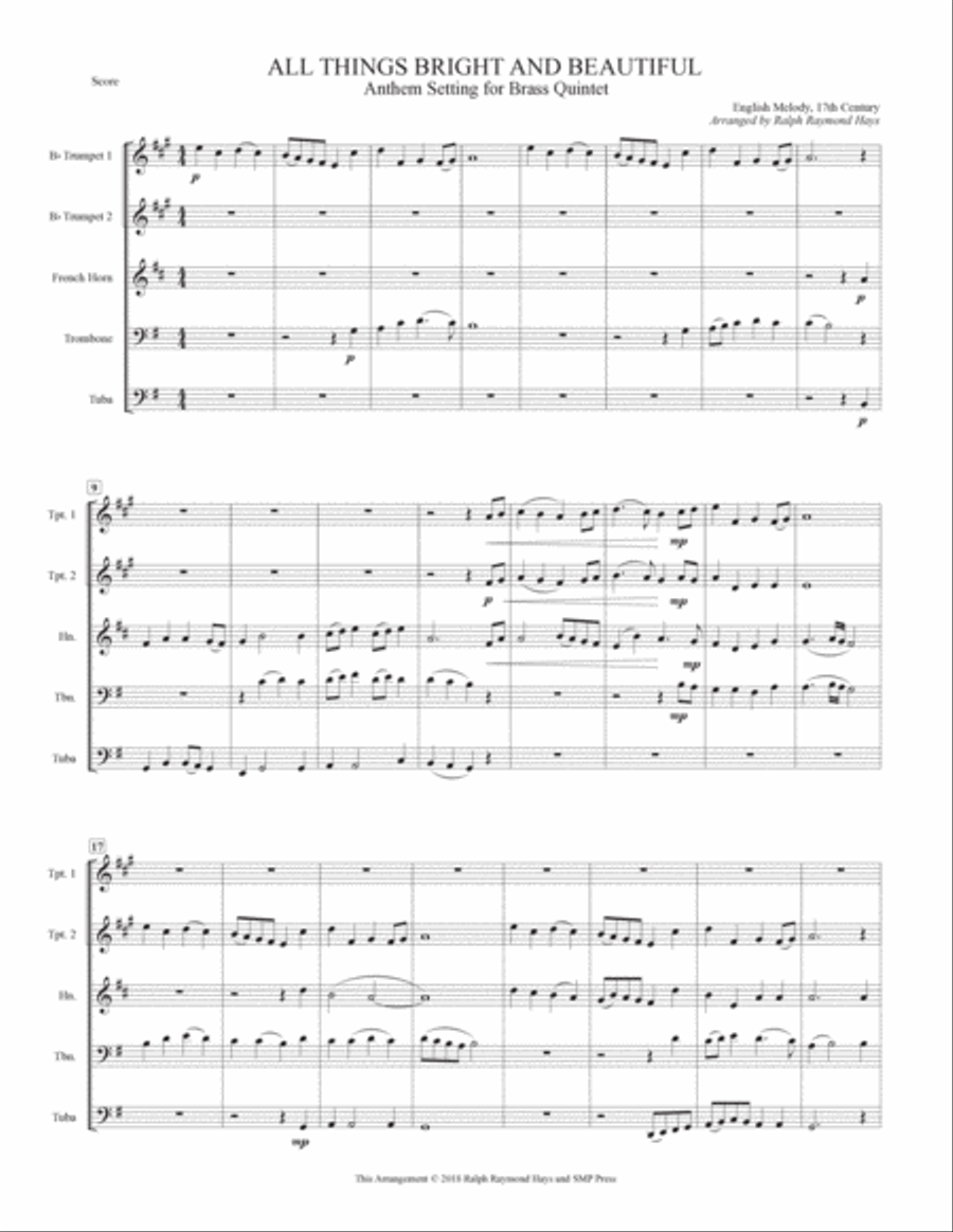 All Things Bright and Beautiful (for brass quintet) image number null