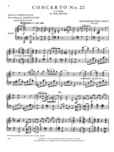 Concerto No. 22 in A minor (With Cadenzas by Joachim & Ysaye)