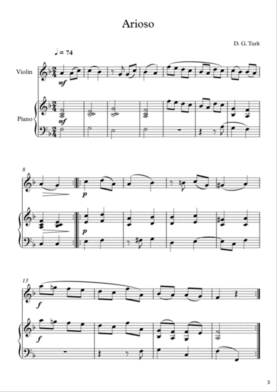 70 Easy Classical Pieces For Violin & Piano Violin Solo scores gallery preview page 5