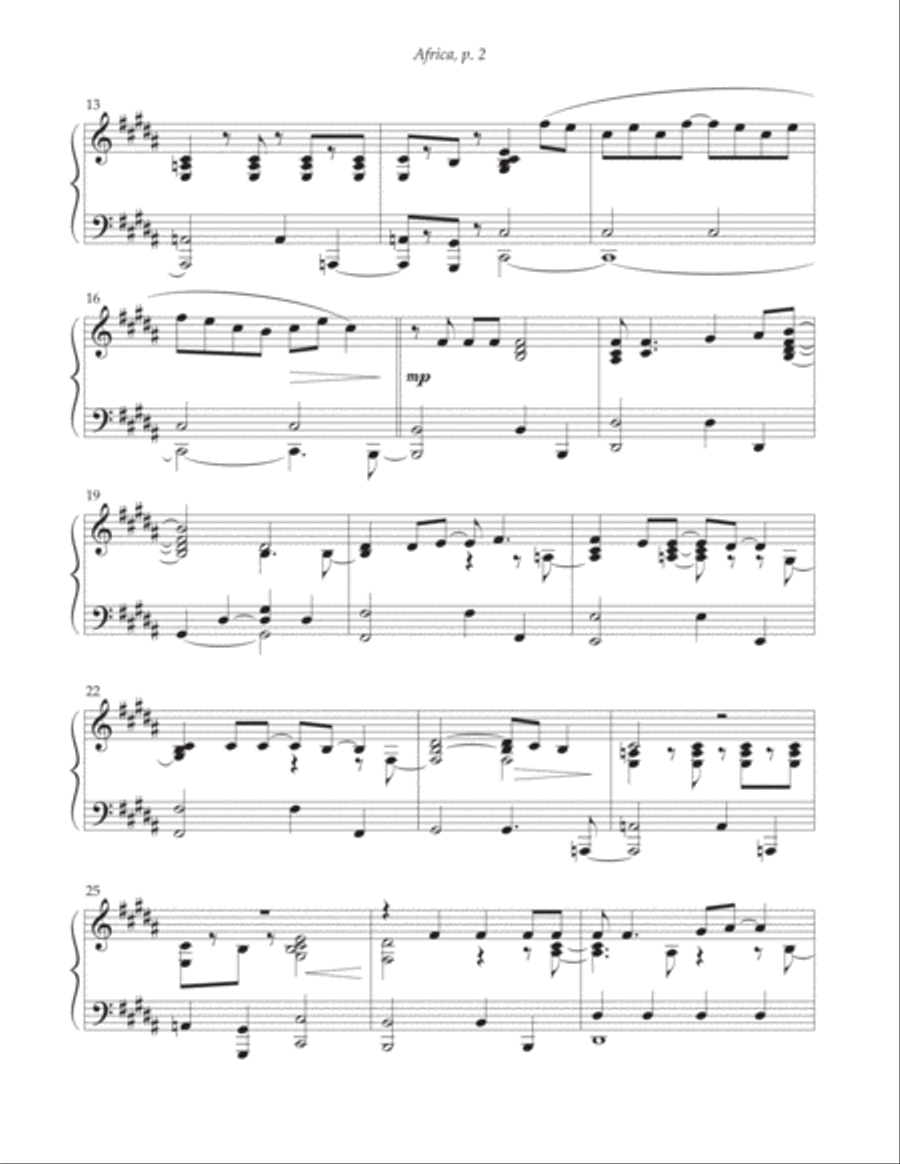 Africa Piano Solo scores gallery preview page 2