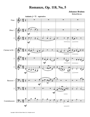 Johannes Brahms – Romanze, Op. 118, No. 5 (Woodwind Nonet)