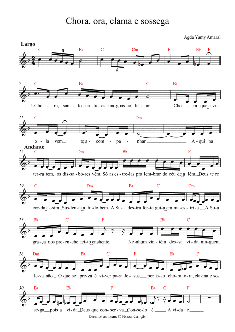 Chora, ora, clama e sossega Piano scores gallery preview page 1