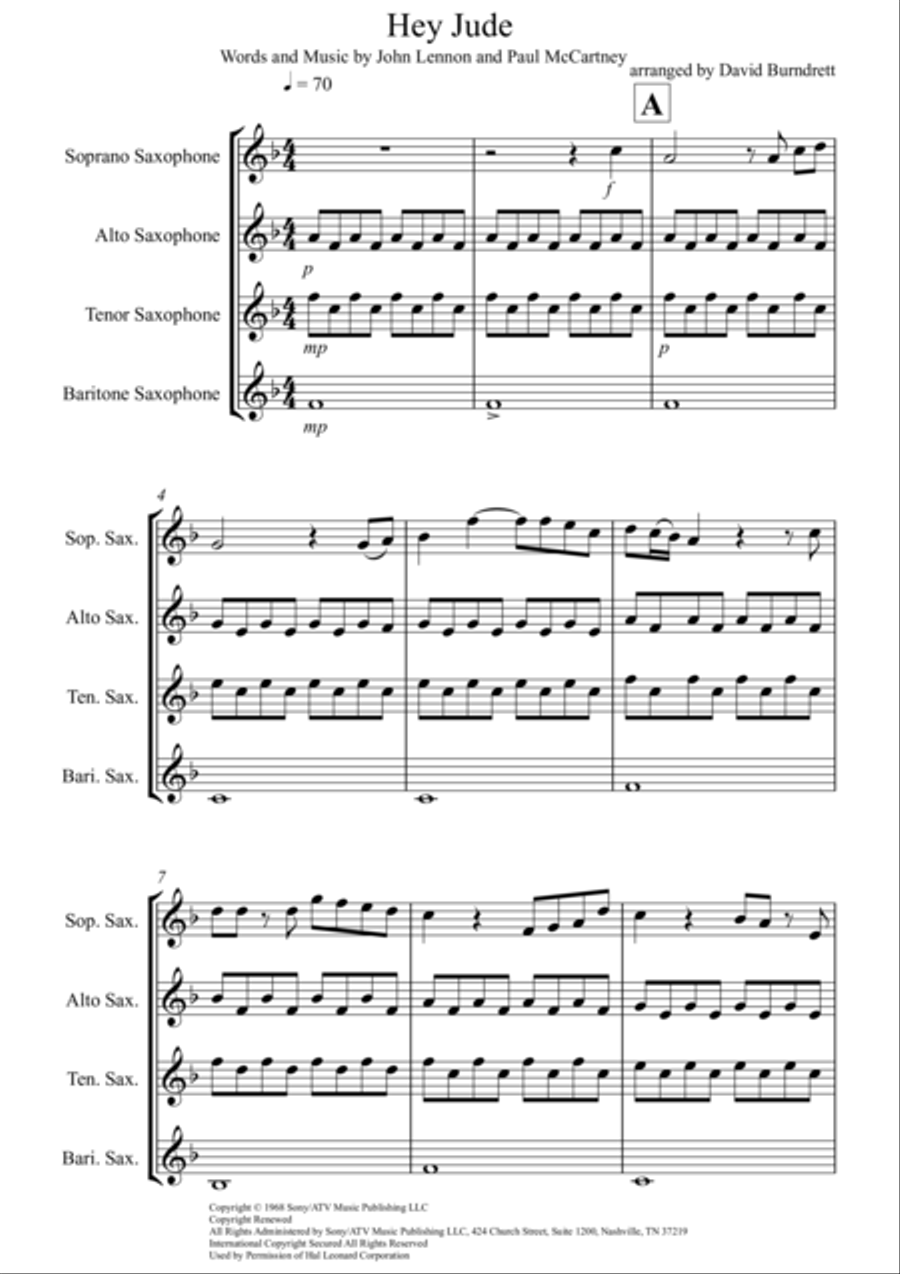 Hey Jude Woodwind Quartet scores gallery preview page 1