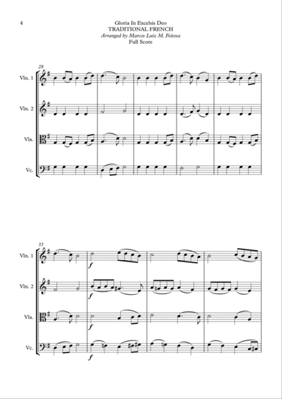 Gloria In Excelsis Deo - String Quartet String Quartet scores gallery preview page 6