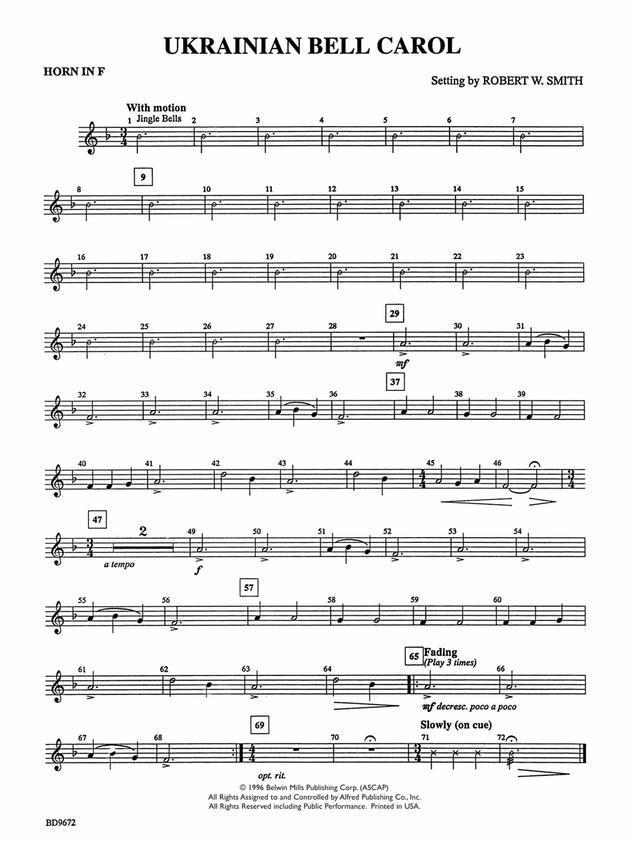 Ukrainian Bell Carol: 1st F Horn