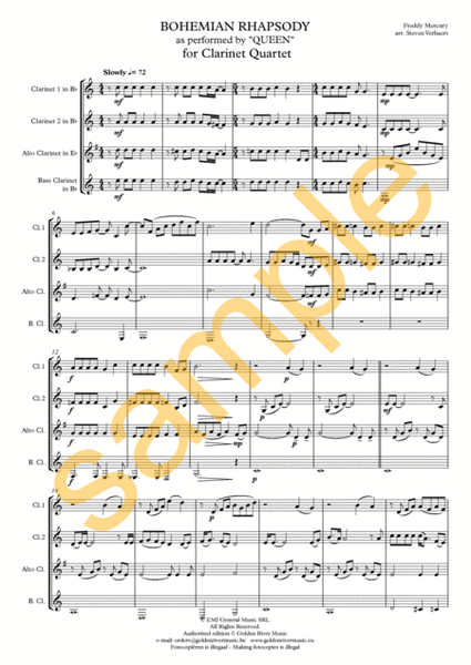 Bohemian Rhapsody - clarinet quartet image number null