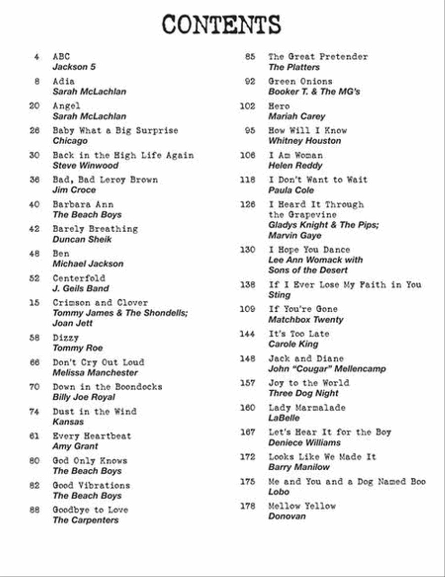 Pop/Rock Piano, Vocal, Guitar scores gallery preview page 3