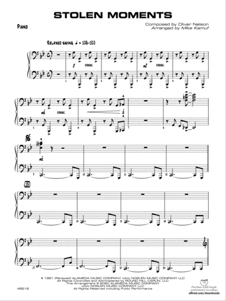 Stolen Moments: Piano Accompaniment Jazz Ensemble scores gallery preview page 1