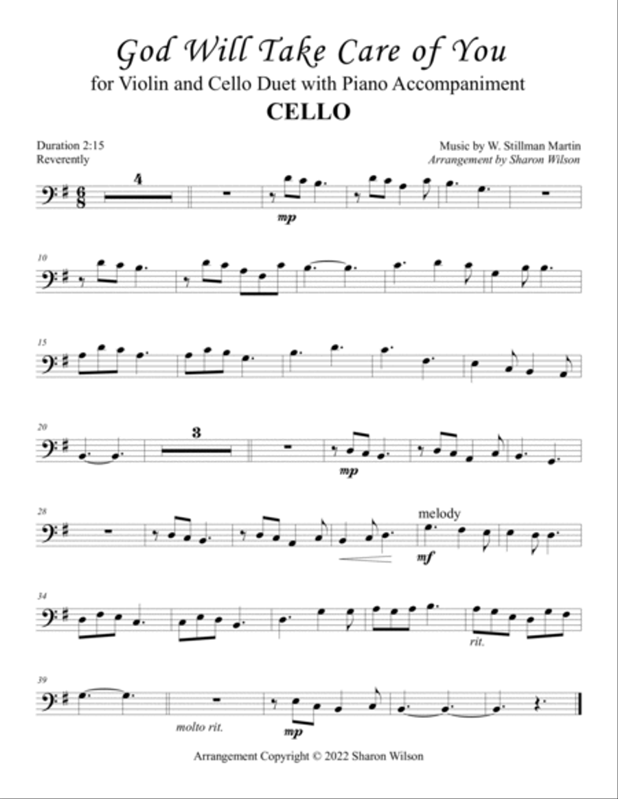 God Will Take Care of You (for Violin and Cello Duet with Piano Accompaniment) image number null
