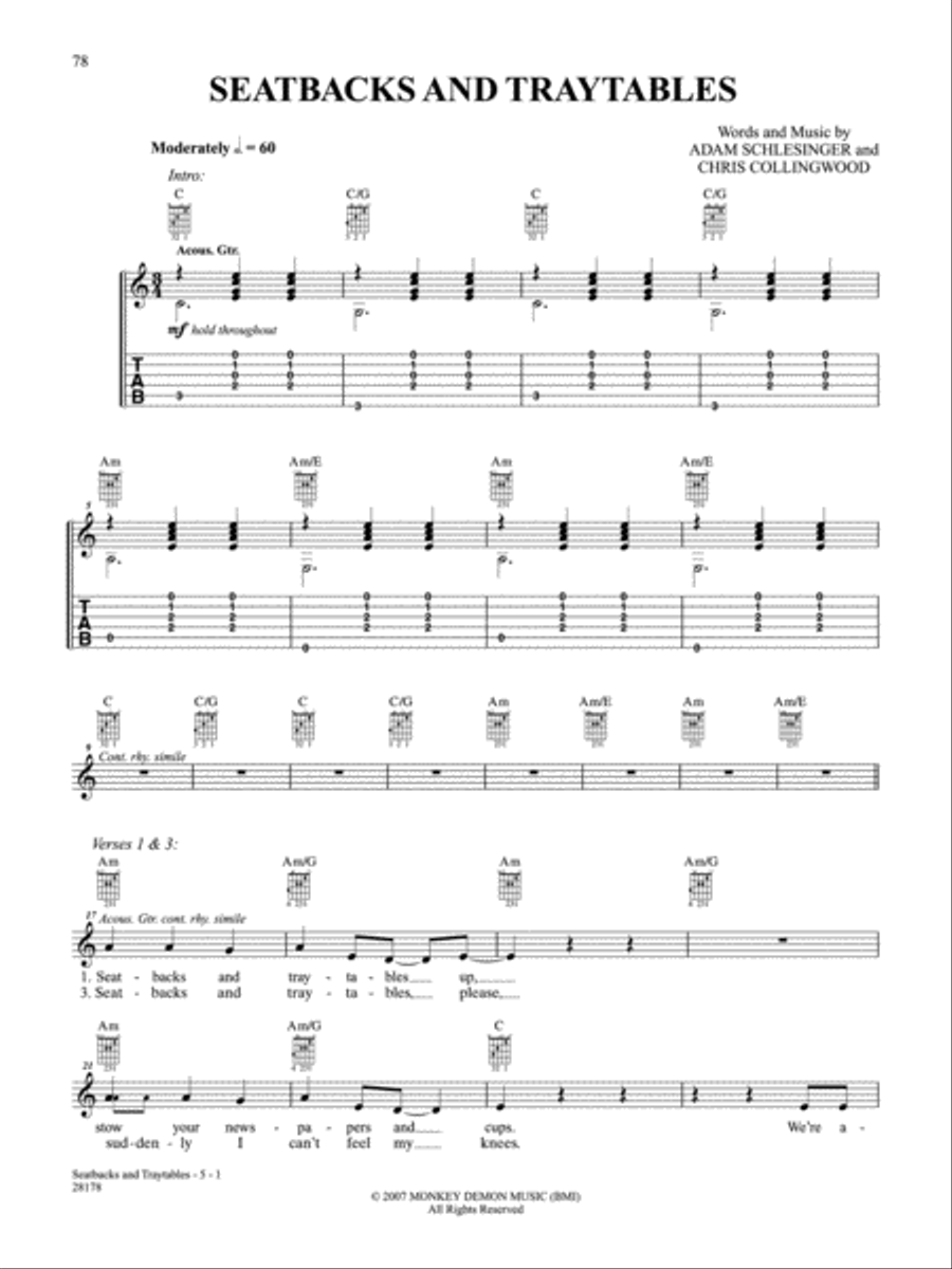 Seatbacks And Traytables Guitar Tablature scores gallery preview page 1