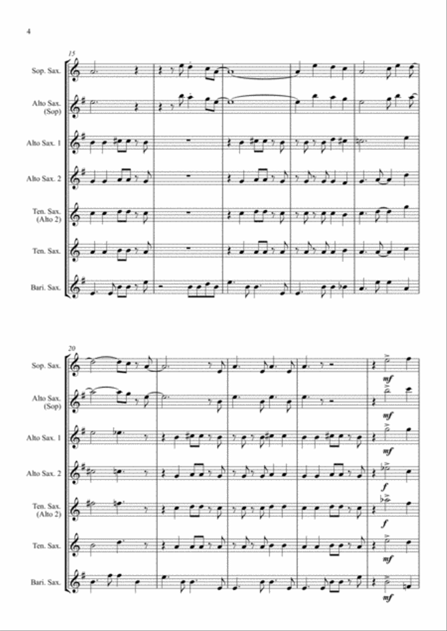 Mas Que Nada Saxophone Quintet scores gallery preview page 4