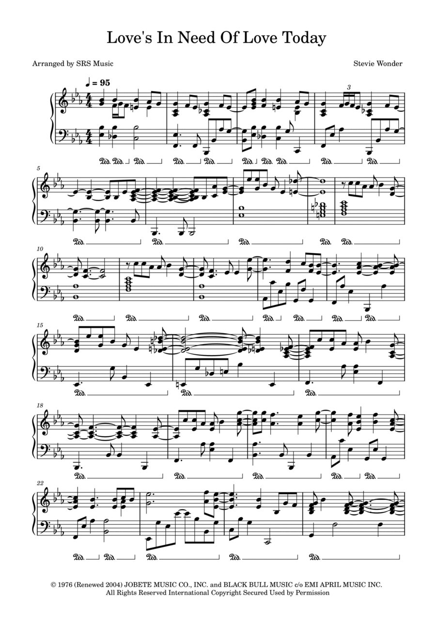 Love's In Need Of Love Today Piano Solo scores gallery preview page 1