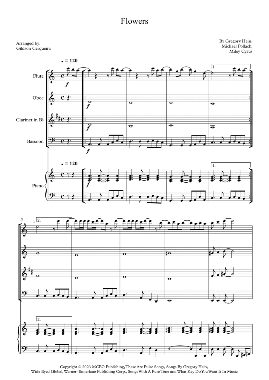 Flowers Woodwind Quartet scores gallery preview page 1