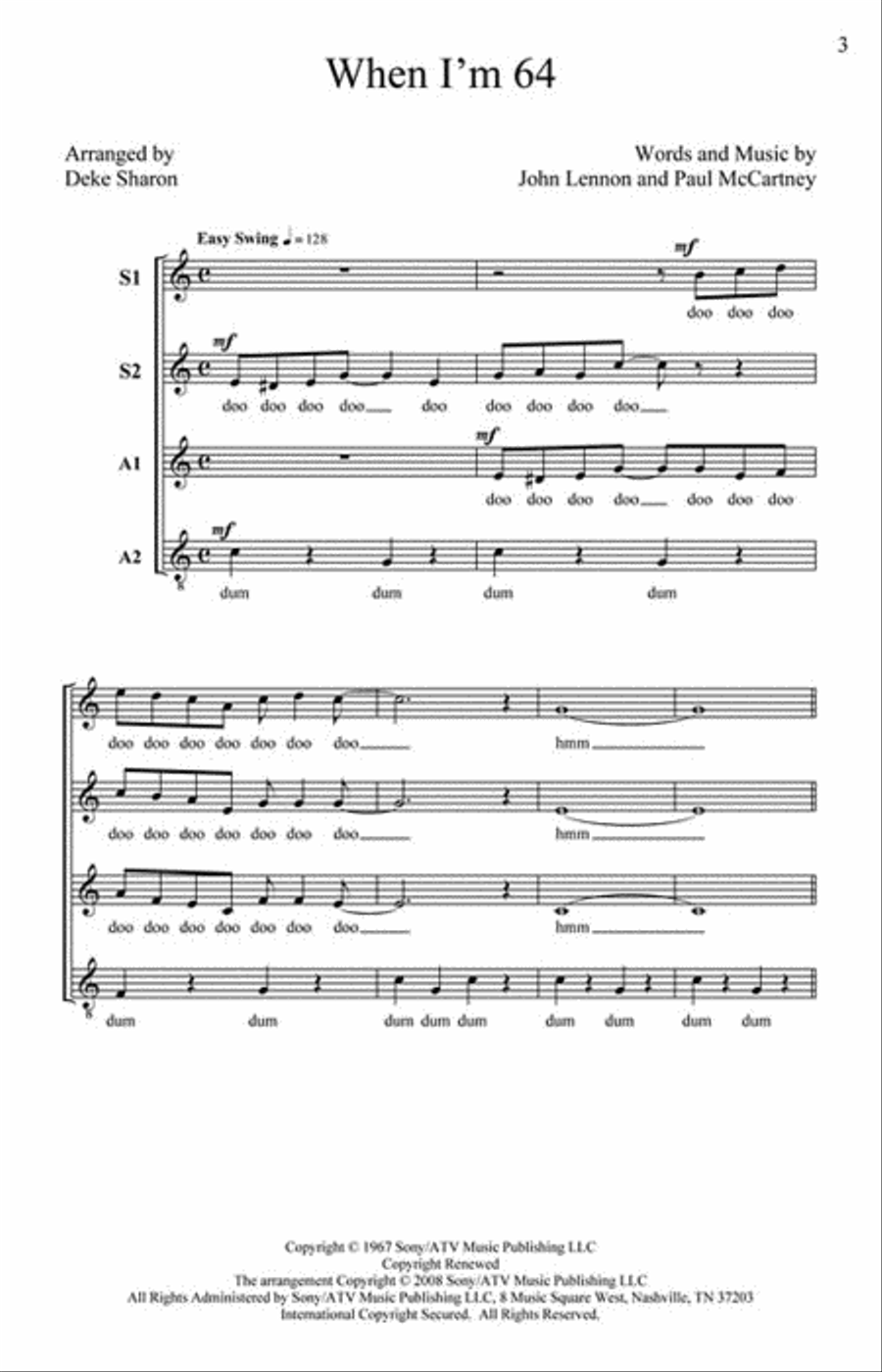 When I'm Sixty-Four SSAA scores gallery preview page 2