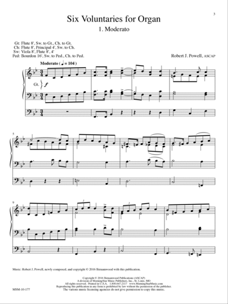 Six Voluntaries for Organ, Set 1 Organ scores gallery preview page 3