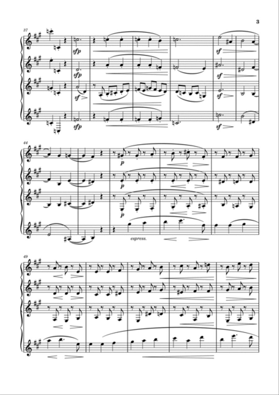 R.Schumann: Quartet Op.41 No.3 for 3 Clarinets and Bass Clarinet Clarinet Quartet scores gallery preview page 3