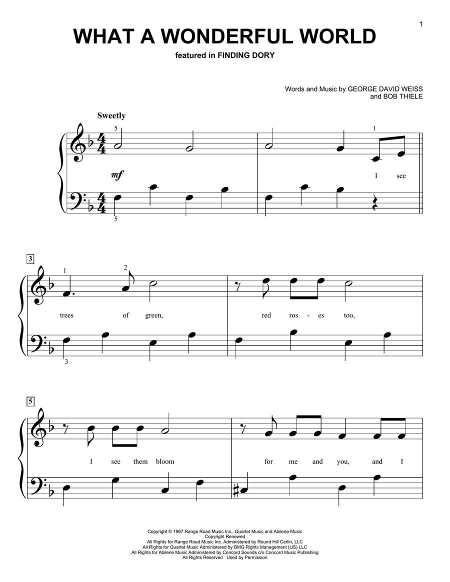 What A Wonderful World Easy Piano scores gallery preview page 1