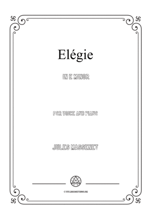 Book cover for Massenet-Elégie in e minor,for Voice and Piano