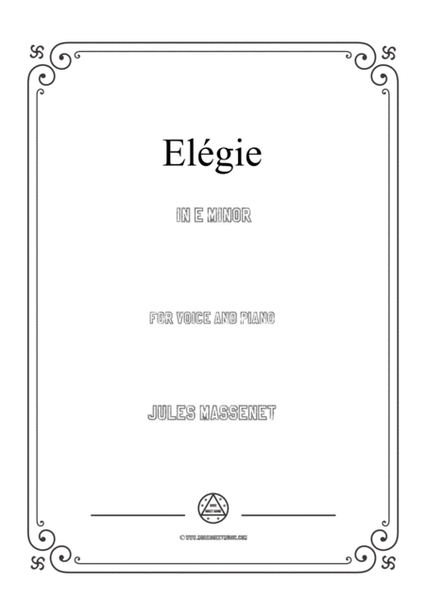 Massenet-Elégie in e minor,for Voice and Piano image number null