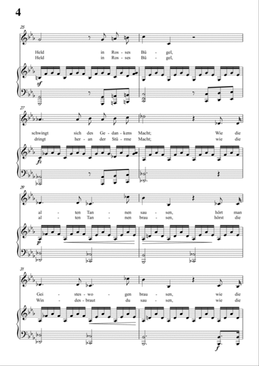 Schubert-Waldes-Nacht in bE for Vocal and Piano Voice scores gallery preview page 5