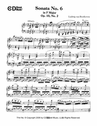 Book cover for Sonata No. 6 In F Major, Op. 10, No. 2