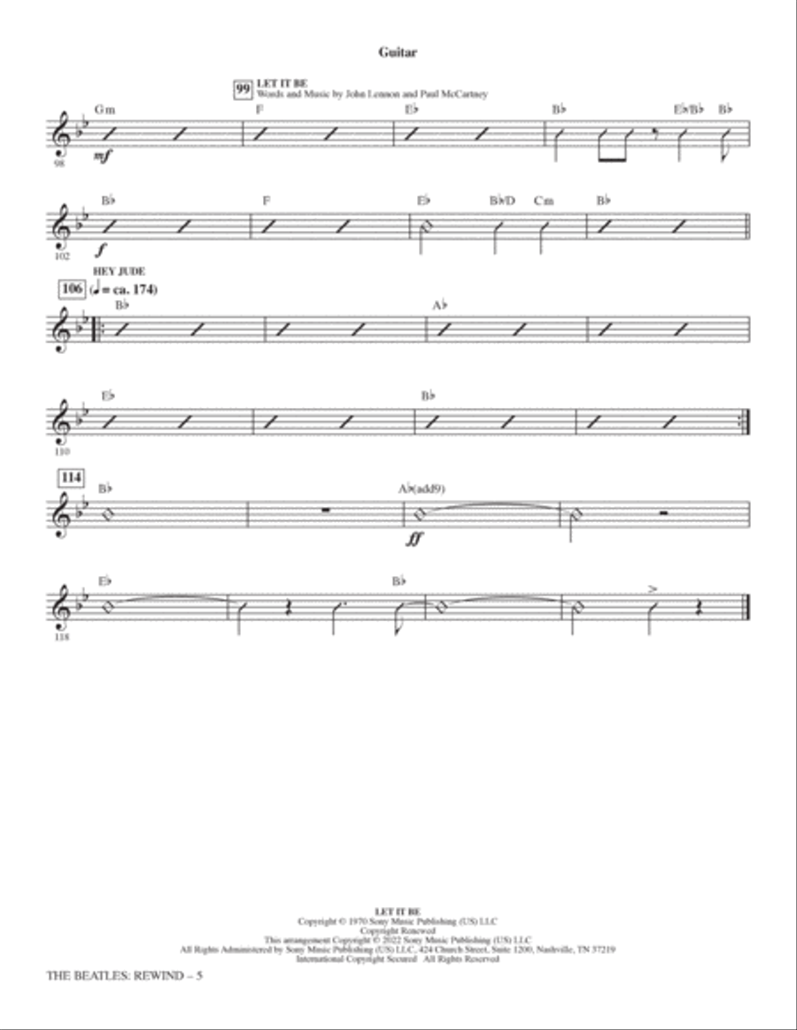 The Beatles: Rewind (Medley) (arr. Mark Brymer) - Guitar Choir scores gallery preview page 5