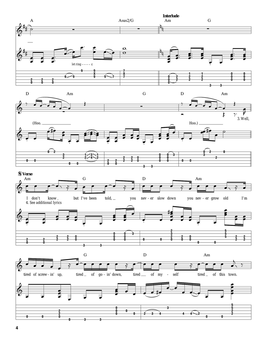 Mary Jane's Last Dance Acoustic Guitar scores gallery preview page 4