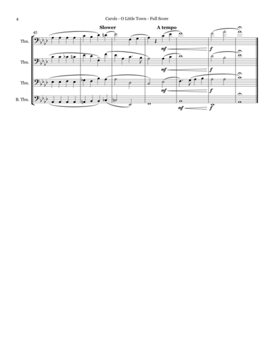O Little Town - Carols - Trombone Quartet image number null