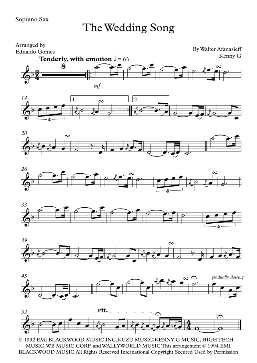 The Wedding Song Soprano Saxophone scores gallery preview page 1