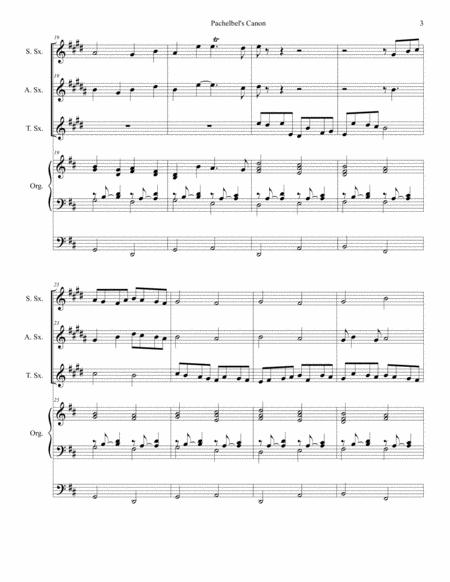 Pachelbel's Canon (Wedding Arrangement: for Saxophone Trio - Organ Accompaniment) image number null