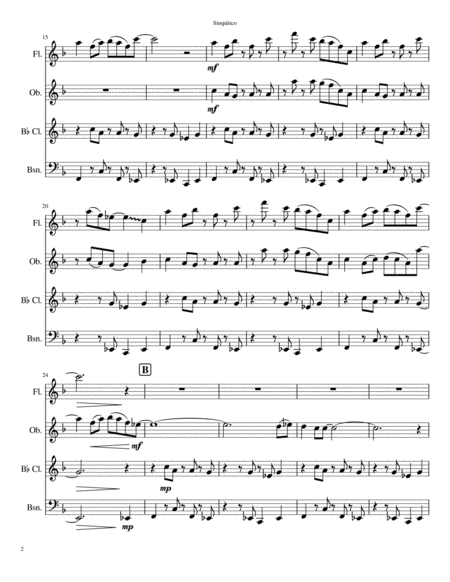Simpático (Arranged for Woodwind Quartet) image number null