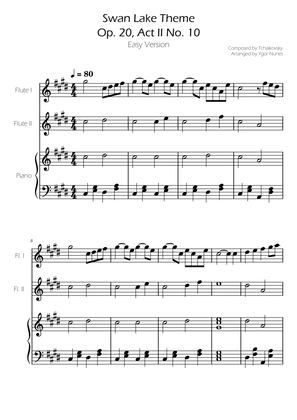 Swan Lake (theme) - Tchaikovsky - Flute Duet w/ Piano Accompaniment