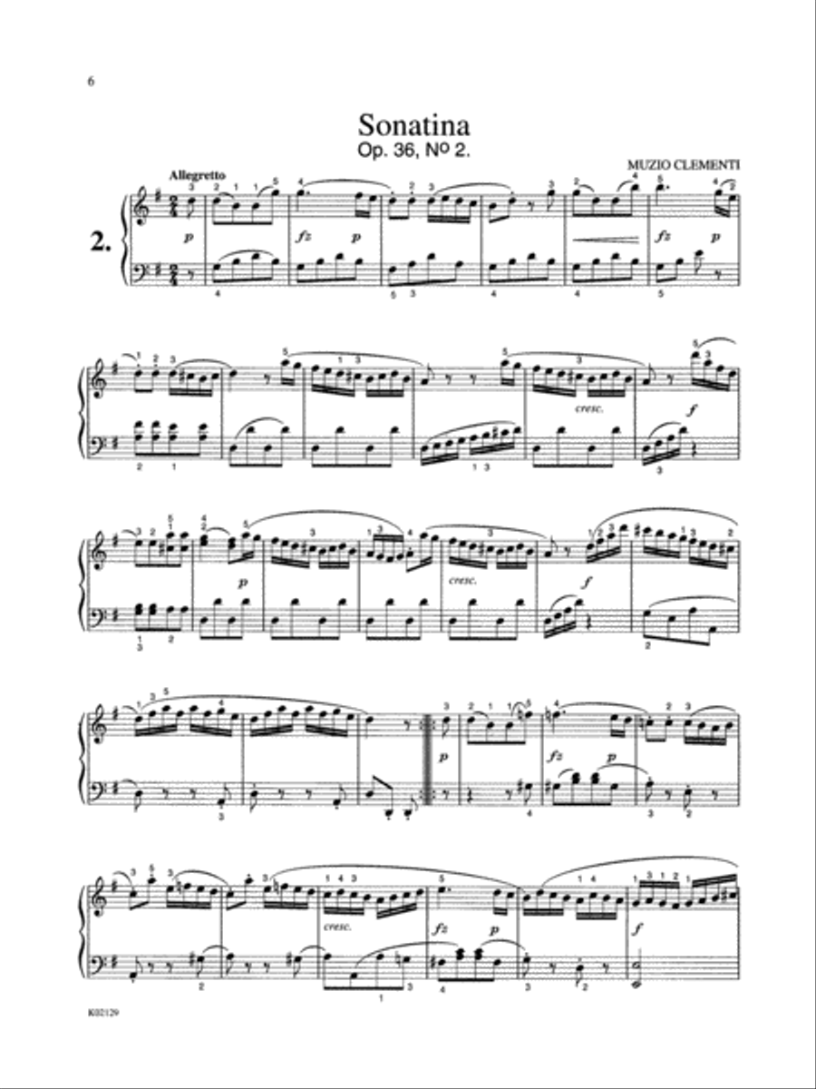 Clementi: Six Sonatinas, Op. 36, No. 2 Piano Solo scores gallery preview page 1