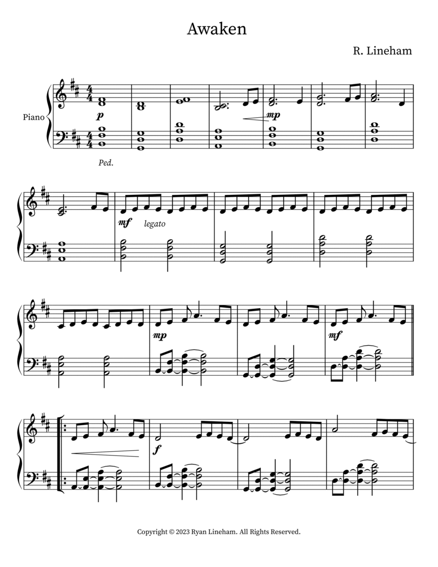 Awaken Piano Solo scores gallery preview page 1