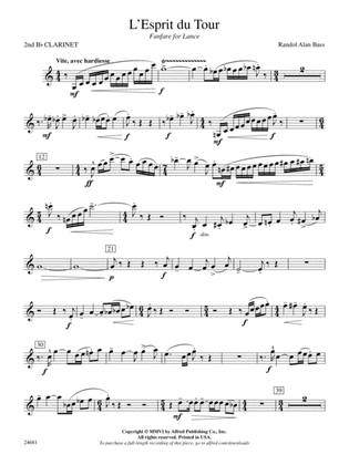 L'Esprit du Tour: A Fanfare for Lance: 2nd B-flat Clarinet