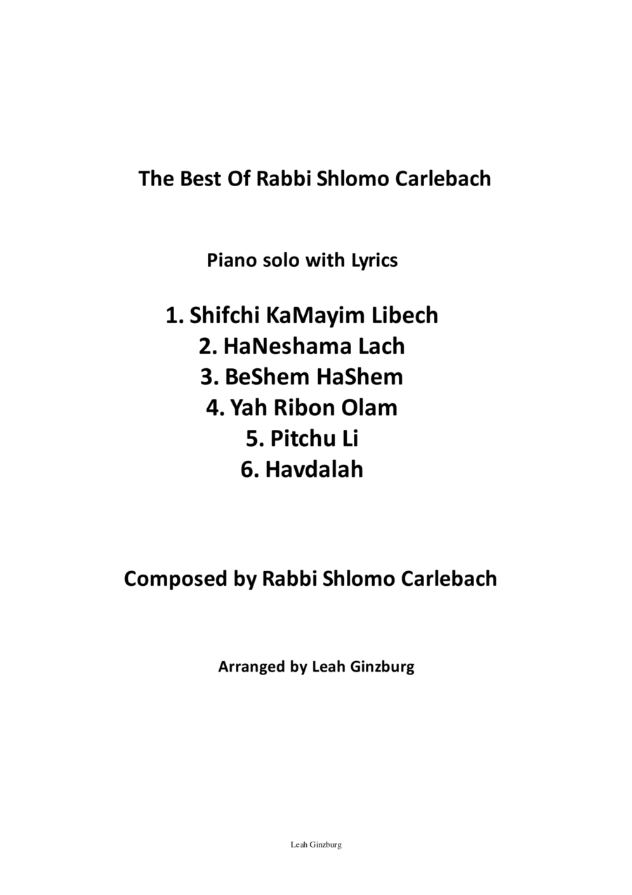 The Best of Carlebach Piano, Vocal, Guitar scores gallery preview page 1