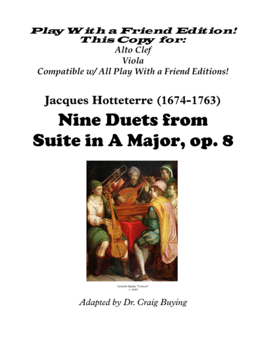 Nine Duets from Hotteterre op. 8 (Alto Clef Version - Editions for All Instruments/Keys Available) image number null