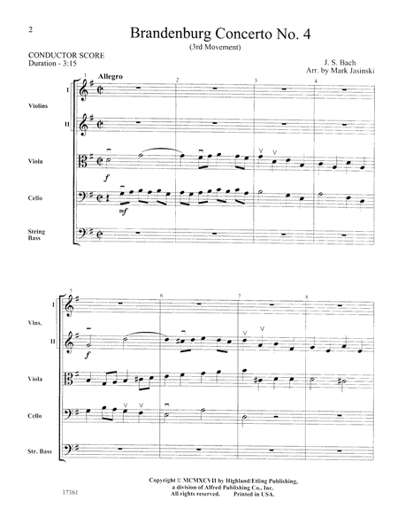 Brandenburg Concerto No. 4 (3rd Movement): Score